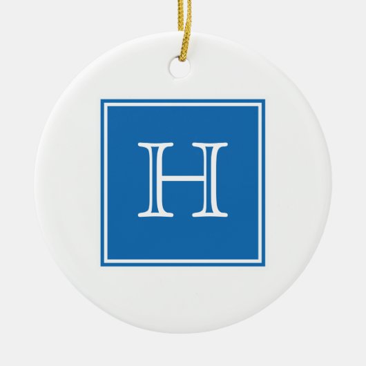 Blue Square Monogram Ornament (Voorkant)