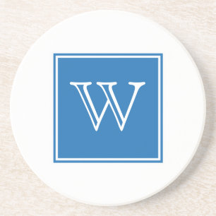 Blue Square Monogram Sandstone Onderzetter