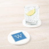 Blue Square Monogram Sandstone Onderzetter (Zijkant)