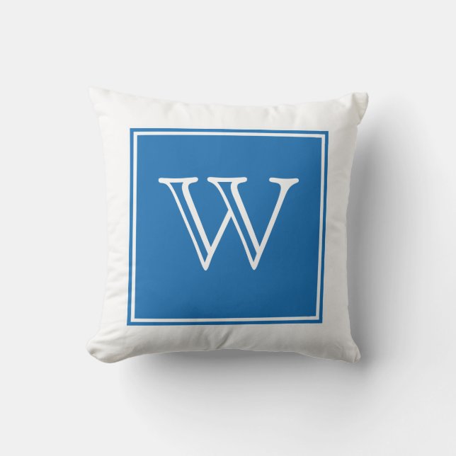 Blue Square Monogram Sierkussen (Voorkant)