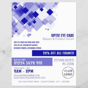 Blue Squares, Opticien, Technical Practitioner Flyer
