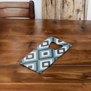 Blue Squares Patroon Kredietkaart Flessenopener