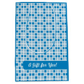 Blue Squares Patroon Medium Cadeauzakje (Voorkant)