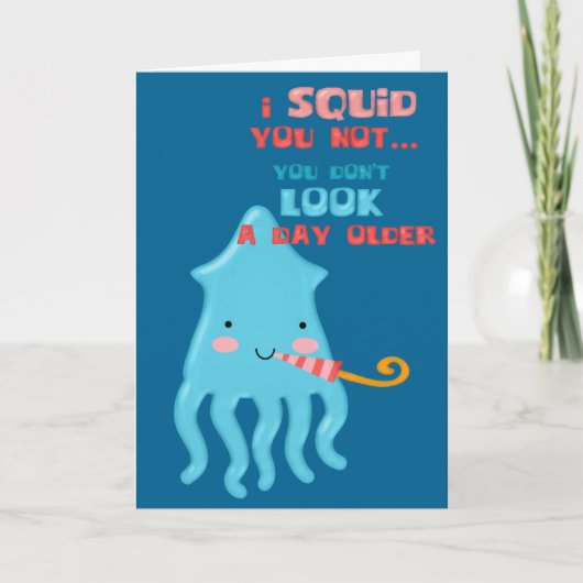 Blue Squid Birthday Kaart (Voorkant)