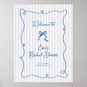 Blue Squiggle Lijst Bow Vrijgezellenfeest Welkomst Poster (Voorkant)