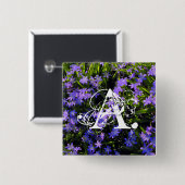 Blue Squill Spring Flowers en je monogram Vierkante Button 5,1 Cm (Voorkant /achterkant)