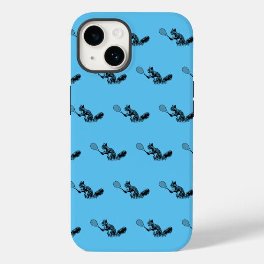 Blue Squirrel Tennis Player Patroon Case-Mate iPhone Case (Achterkant)