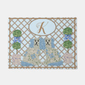 Blue Staffordshire Dogs Ginger Jar Topiary Deurmat (Voorkant)