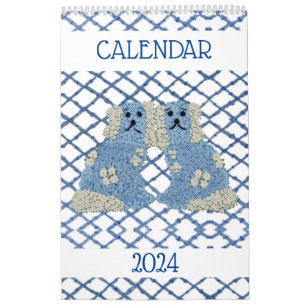 Blue Staffordshire Honden Lattice Trellis Kalender