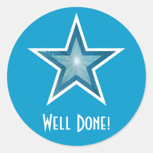 Blue Star 'Bien joué!' bleu autocollant rond