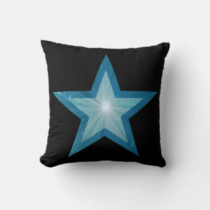 Blue Star Black 'Text' werpt kussen vierkant