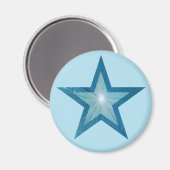 Blue Star frigo aimant rond bleu pâle (Recto/Verso)
