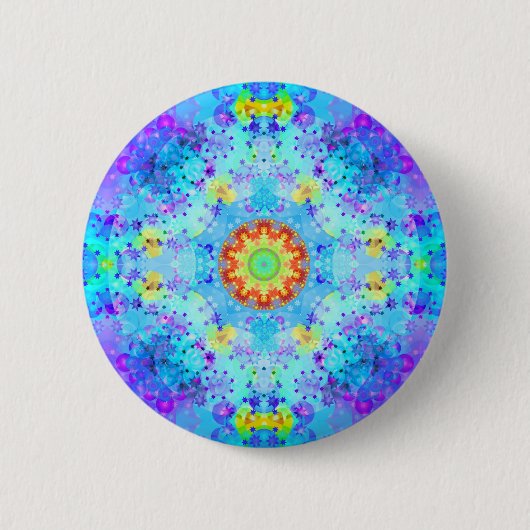 Blue Star Hippy Mandala Patterned Ronde Button 5,7 Cm (Voorkant)