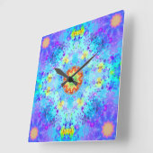 Blue Star Hippy Mandala Patterned Vierkante Klok (Hoek)