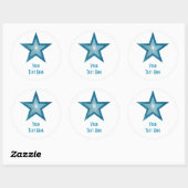 Blue Star 'Jouw tekst'-ronde sticker wit (Vel)
