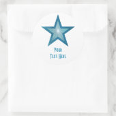 Blue Star 'Jouw tekst'-ronde sticker wit (Tas)