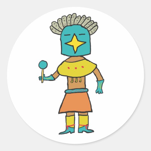 Blue Star Kachina Ronde Sticker (Voorkant)