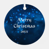 Blue Star Lights Australian Shepherd Kerstmis Metalen Ornament (Achterkant)