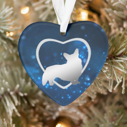 Blue Star Lights Corgi Dog Ornement (Arbre)