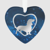 Blue Star Lights Dachshund Dog Ornament (voorkant)