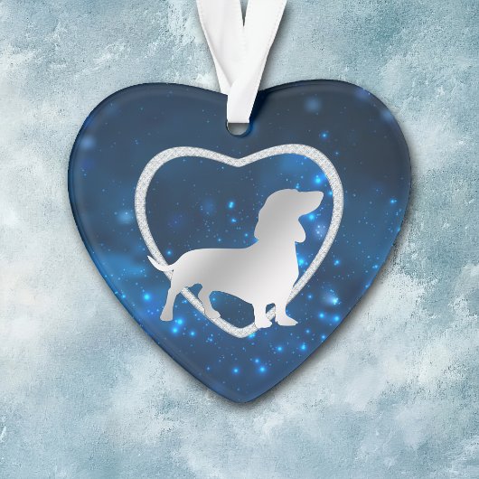 Blue Star Lights Dachshund Dog Ornament