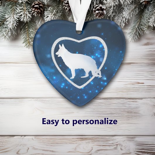 Blue Star Lights Ornament Shepherd Dog