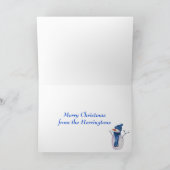 Blue Star Pattern en Snowman Kerstmis Feestdagen Kaart (Binnen)