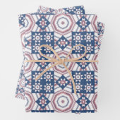 Blue Star Quilt Pattern Wrapping Craft Paper (In situ)