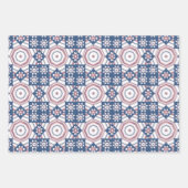 Blue Star Quilt Pattern Wrapping Craft Paper (Voorkant)