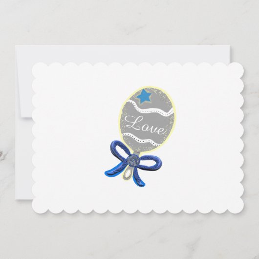 Blue Star Silver Rattle Baby shower Kaart (Achterkant)