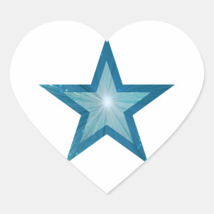 Blue Star sticker hart wit