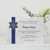 Blue Star Stripe Bar Mitzvah Uitnodiging (Staand voorkant)