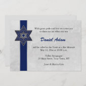 Blue Star Stripe Bar Mitzvah Uitnodiging (Voorkant / Achterkant)