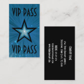 Blue Star 'VIP PASS' carte de visite noir dos (Devant / Derrière)