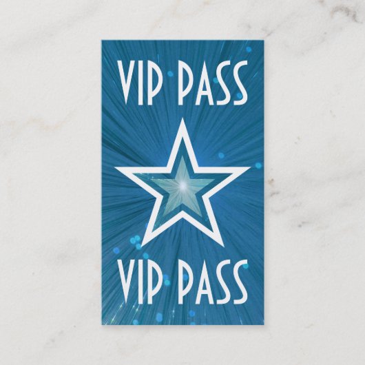 Blue Star 'VIP PASS' visitekaartje wit achterzijde (Voorkant)