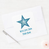 Blue Star 'with Love from' vierkante sticker wit (Envelop)