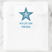Blue Star 'with Love from' vierkante sticker wit (Tas)