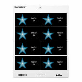 Blue Star 'Your Text' étiquette grand noir (Feuille entière)