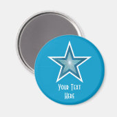 Blue Star 'Your Text' frigo aimant bleu (Recto/Verso)