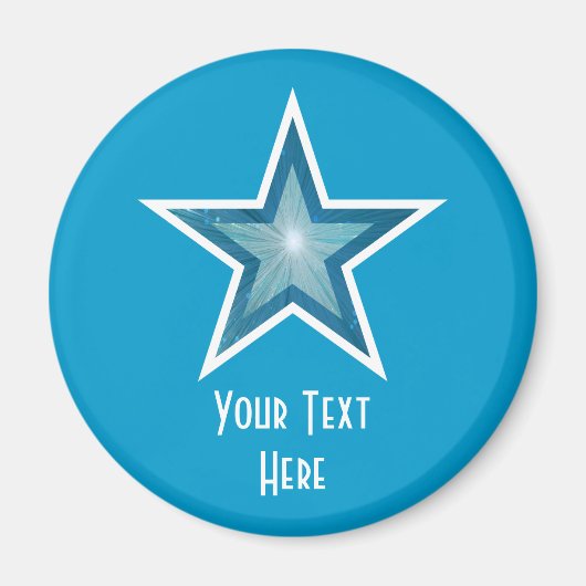 Blue Star 'Your Text' frigo aimant bleu (Devant)