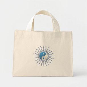 Blue Starburst Yin Yang Mini Tote Bag