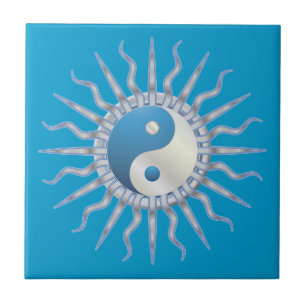 Blue Starburst Yin Yang Tegeltje