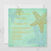 BLUE STARFISH/BACH Wedding Invitations Kaart (Achterkant)
