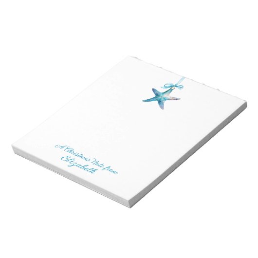 Blue Starfish kerstversiering gepersonaliseerd Notitieblok (Gedraaid)