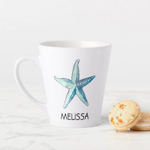Blue Starfish Nautical Beach Seashell Theme Latte Mok