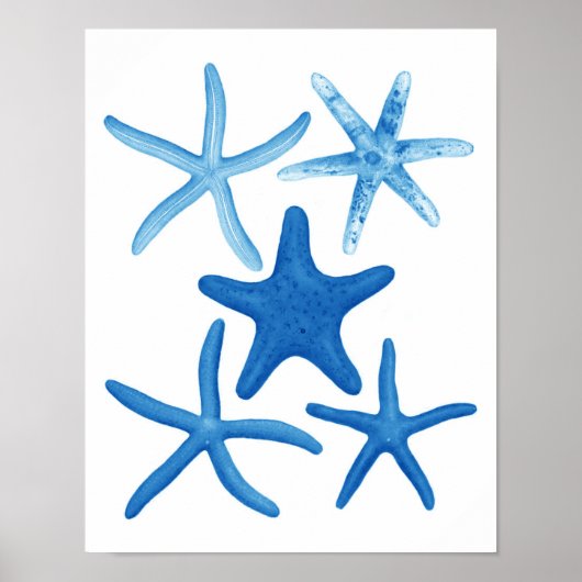 Blue Starfish no.1 strandwandbekleding Poster (Voorkant)