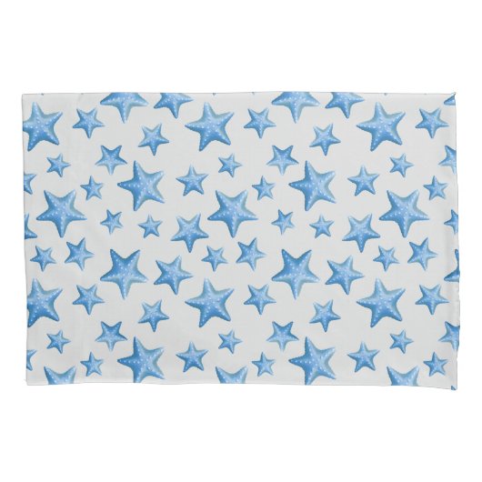 Blue Starfish Summer Beach Nautical Coastal Kussensloop (Voorkant)