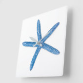 Blue Starfish Vierkante Klok (Hoek)