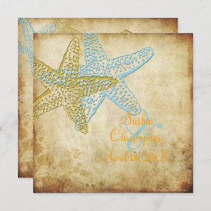 BLUE STARFISH WEDDING INVITATIONS KAART