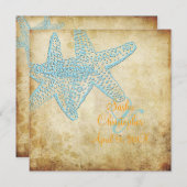  BLUE STARFISH WEDDING INVITATIONS KAART (Voorkant / Achterkant)